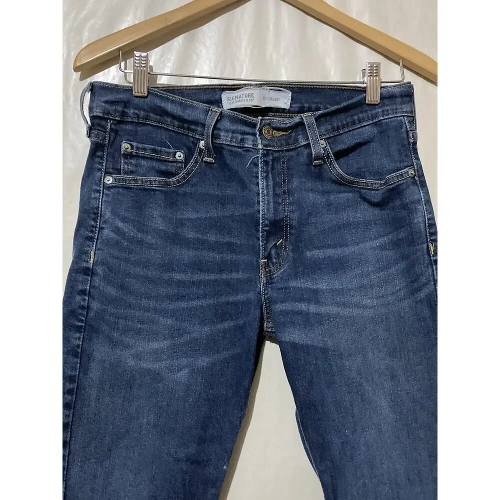 Levi's Signature S51 Men's Size 30x27‎ Blue Straight Dark Wash Stretch Jeans